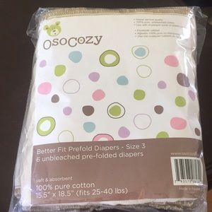 Osocozy prefold diapers 6 pack size 3